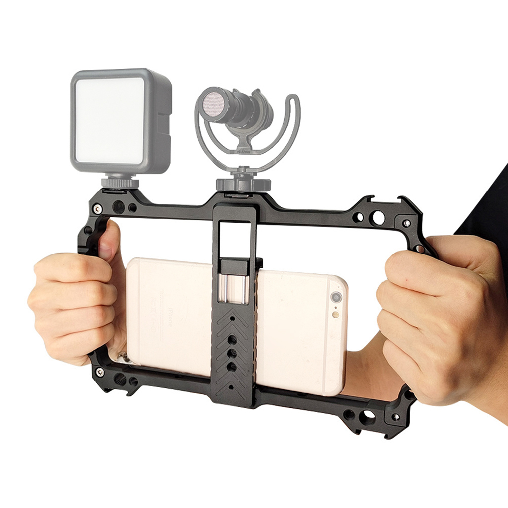 Photography Lighting Rig - Çift Tutma Saplı, Soğuk Ayakkabı Bağlantılı