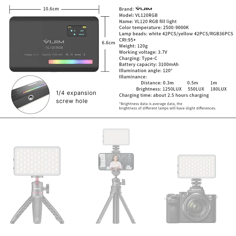 2026 New120 RGB Cep Boyu Dolgu - Lighting In Photography incelemesi ve fiyatı
